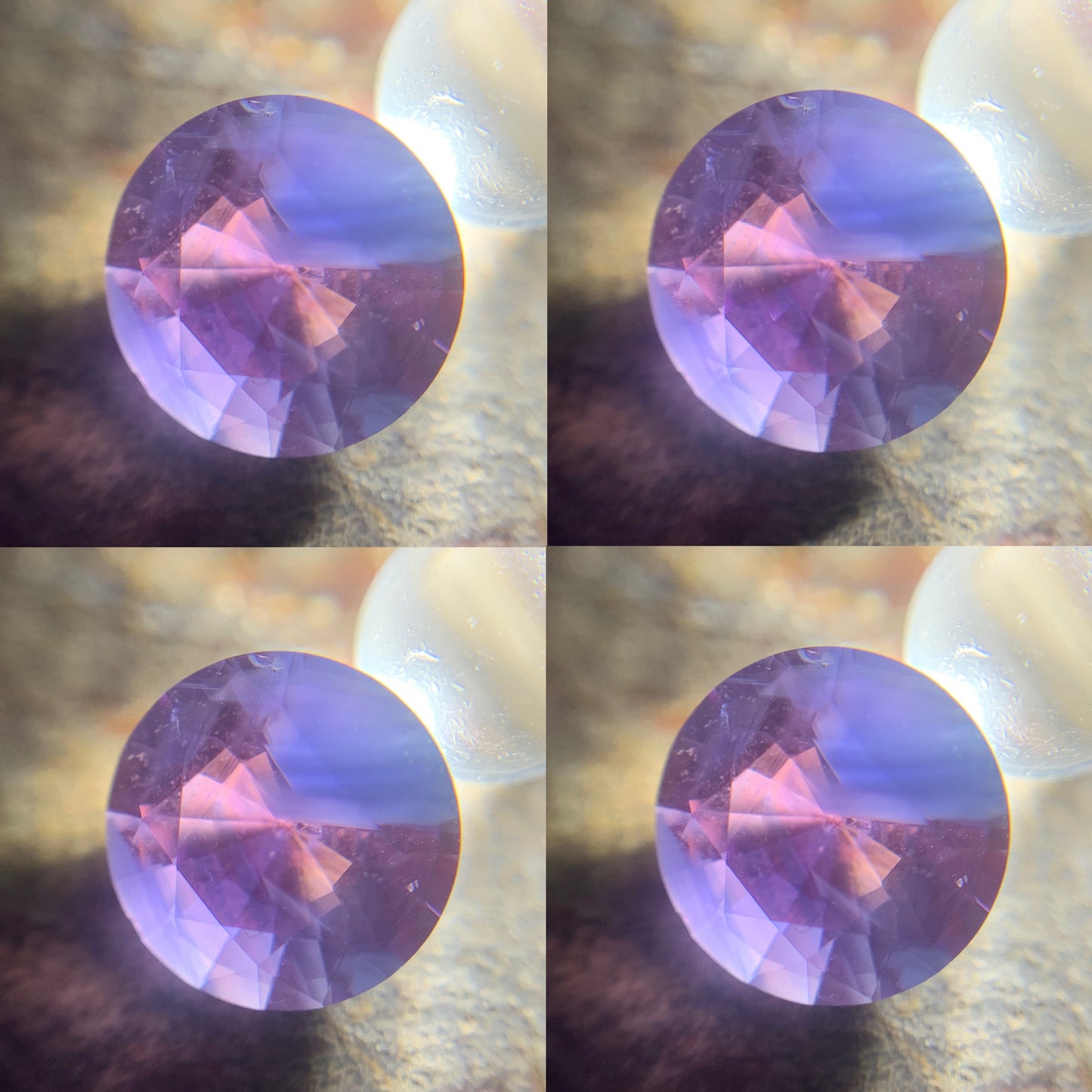 Purplish Blue Bicolor Sapphire 6.4 mm Round 1.06 Ct Heated Only Natural Loose Gemstone For Jewelry Making