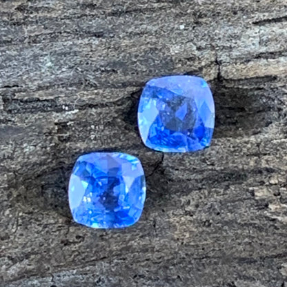Blue Sapphire Cushion Pair 3.9 mm / 0.63 Ct Heated Only Natural Loose Gemstones for Earrings