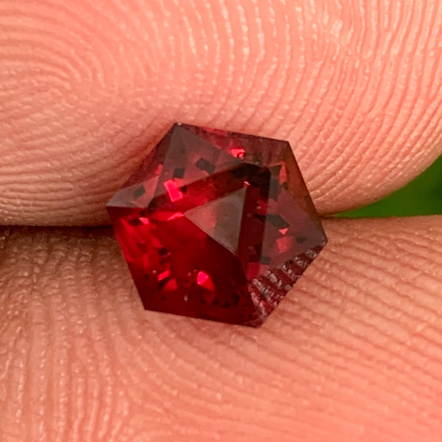 Natural Red Garnet Hexagon Fancy Lotus Cut Design 1.55 Ct Loose Gemstone for Jewelry Making