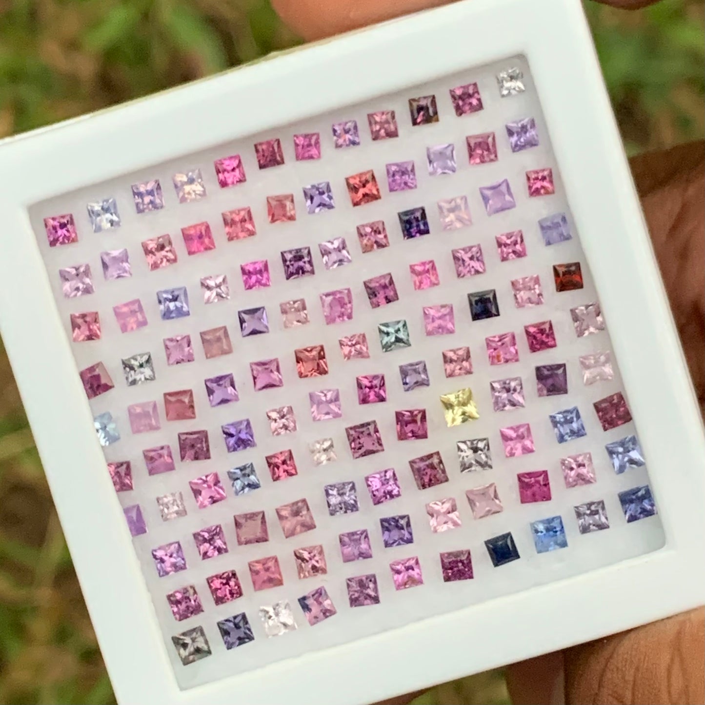 Unheated Sapphire Multicolor 2 - 2.5 mm Princess Cut Square 9.47 Ct / 117 Natural Loose Gemstone Parcel from Sri Lanka