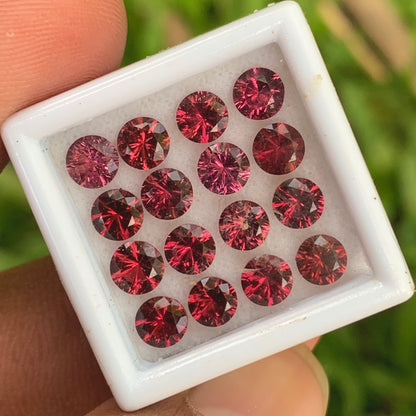 Red Garnet 4.5 mm Concave Fantasy Cut Rounds 5.80 Ct / 16 Stones Parcel of Natural Loose Gemstones From Sri Lanka