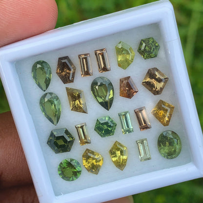 Zircon Different Geometric Shapes Stones Parcel 12.80 Ct / 22 Stones Multicolor Natural Loose Gemstones