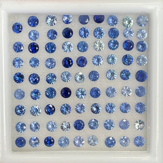 Blue Sapphire 2.5 mm Rounds 5.45 Ct Loose Gemstone Parcel of 80 Stones