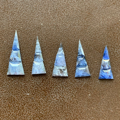 Blue Sapphire Rose Cut Tapered Blades 5.70 Ct / 5 Suits Natural Heated Only Loose Gemstones from Sri Lank