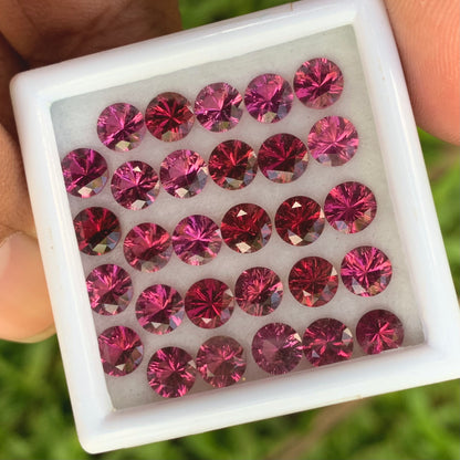Red Garnet 4.5 - 5 mm Concave Fantasy Cut Rounds 15.80 Ct / 29 Stones Parcel of Natural Loose Gemstones From Sri Lanka