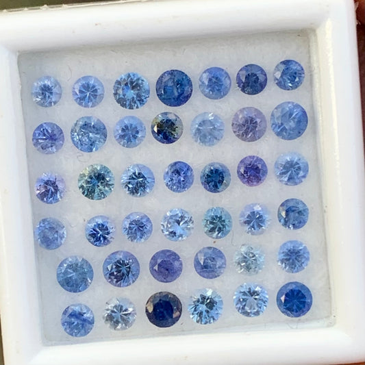Blue Sapphire 2.3 - 2.7 mm Rounds 3.06 Ct Loose Gemstone Parcel of 40 Stones