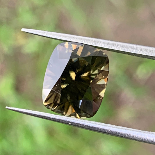 Brownish Green Zircon Rectangular Cushion 5.85 Ct Natural Certified Loose Gemstone For Jewelry Making 💎✨