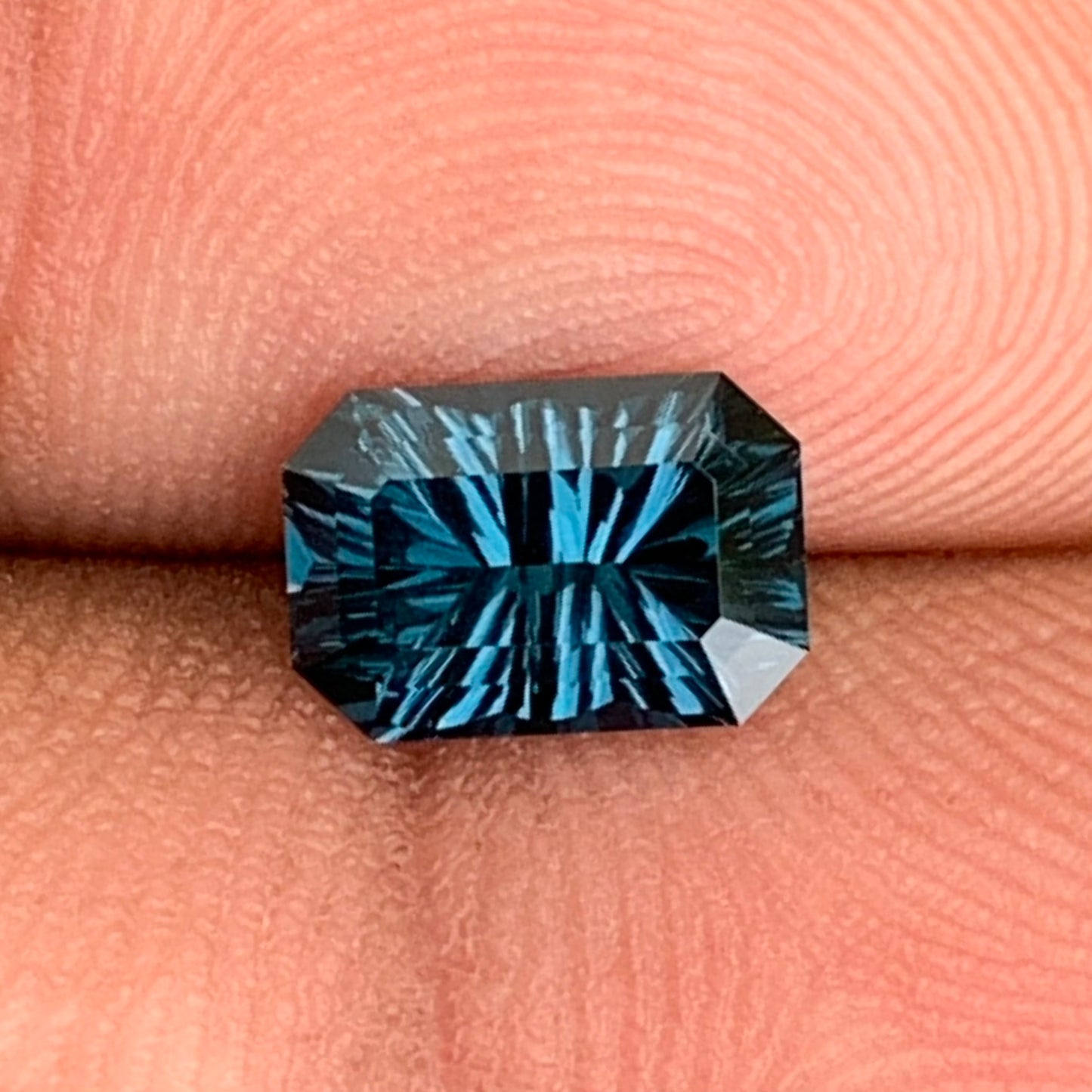 Deep Teal Blue Spinel Concave Cut Octagon 1.40 Ct Natural Loose Gemstone from Sri Lanka