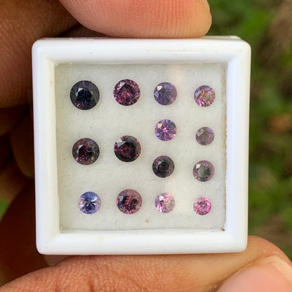 Bi Color Sapphire Natural Unheated Brilliant Cut Rounds 2.3 - 3.7 mm 2.04 Ct / 14 Loose Ceylon Sapphire Parcel from Sri Lanka
