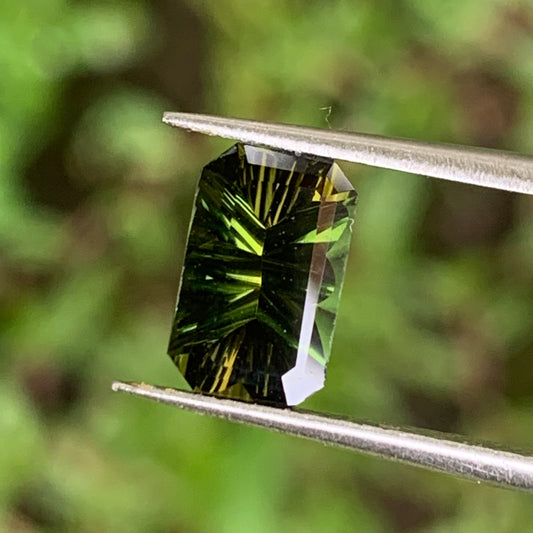 Green Tourmaline Concave Fantasy Emerald Cut 1.35 Ct Natural Loose Gemstone From Sri Lanka 💎✨