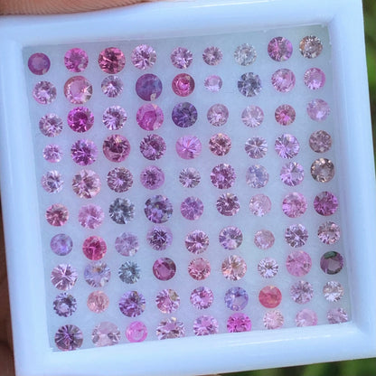 Unheated Pink &  Purple 2.1 - 3 mm Sapphire Rounds 5.90 Ct Loose Gemstone Parcel of 90 Stones