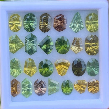 Zircon Parcel Of Fantasy / Concave Cut Different Geometric Shapes Loose Gemstones 18.76 Ct / 25 Multicolor Gemstones for Jewelry Making