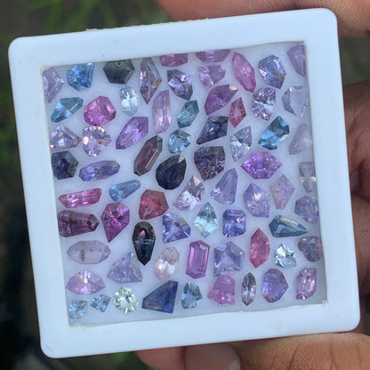 Unheated Sapphire Fancy Geometric Shape Multicolor Natural Loose Gemstone Parcel 23.93 Ct / 68 Gemstones From Sri Lanka