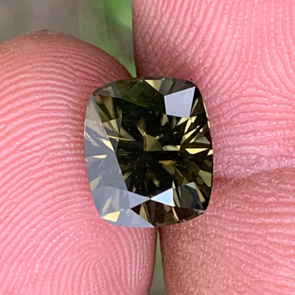 Brownish Green Zircon Rectangular Cushion Natural Certified 5.85 Ct Loose Gemstone