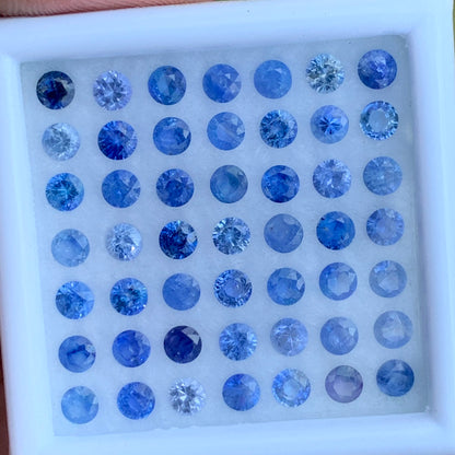 Blue Sapphire 3.2 mm Rounds 7.52 Ct Loose Gemstone Parcel of 49 Stones
