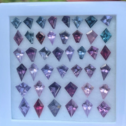 Spinel Kites & Lozenges Natural Multicolor Loose Gemstone Parcel 13.03 Ct / 43 Gemstones From Sri Lanka