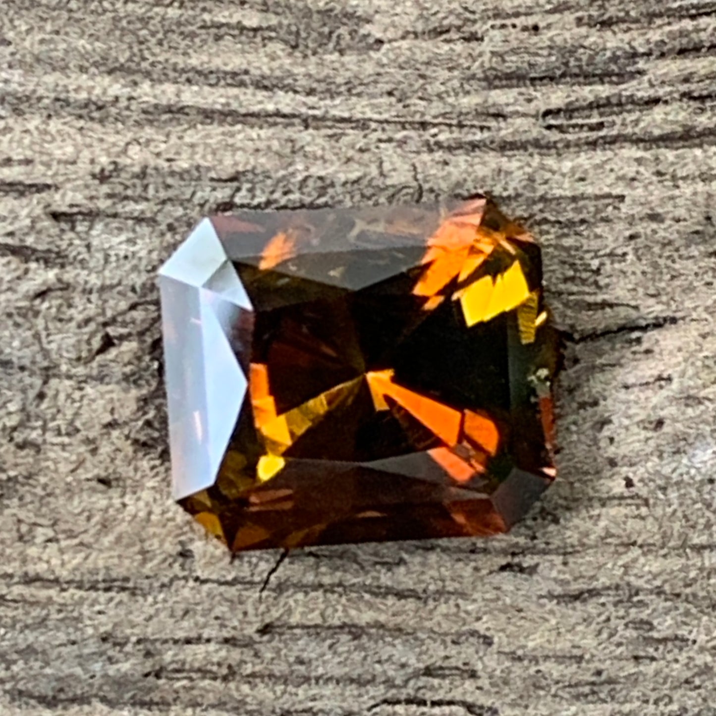 Brownish Orange Yellow Concave Cut / Fantasy Cut Tourmaline Octagon Natural Certified 2.17 Ct Loose Gemstone