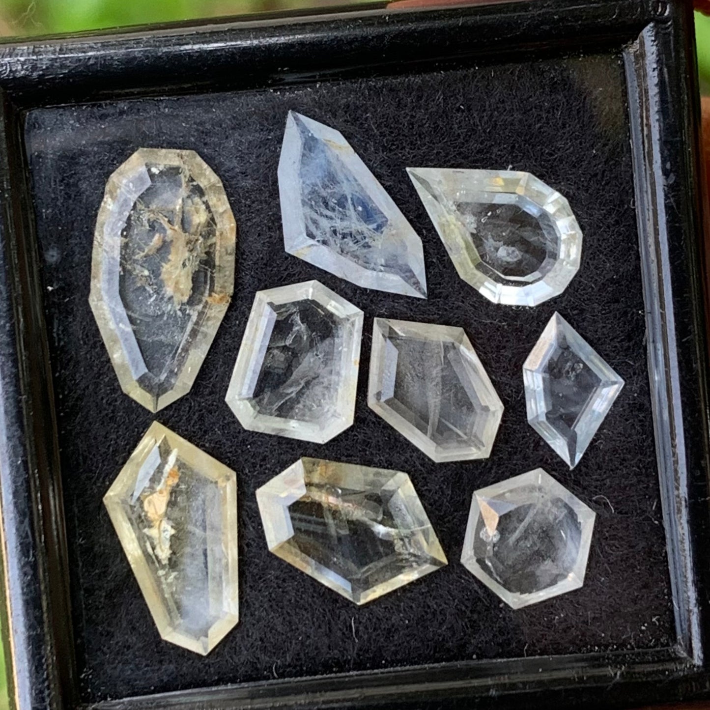 Unheated Sapphire Pale Yellow & Blue Portrait Cut Geometric Shape Tablets Natural Loose Gemstone Parcel 13.30 Ct / 8 Gemstones From Sri Lanka