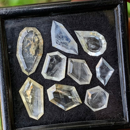 Unheated Sapphire Pale Yellow & Blue Portrait Cut Geometric Shape Tablets Natural Loose Gemstone Parcel 13.30 Ct / 8 Gemstones From Sri Lanka