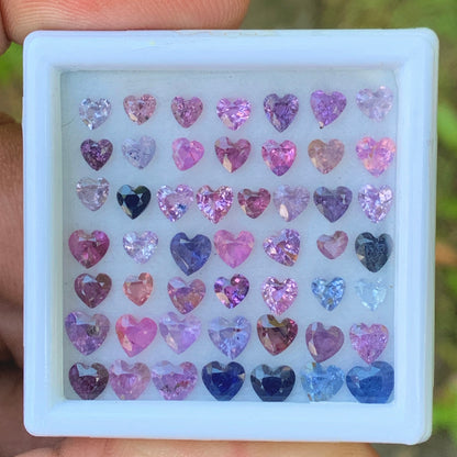 Unheated Sapphire Hearts Multicolor Loose Gem Parcel of 10.95 Ct / 50 Natural Gemstones For Fine Jewelry