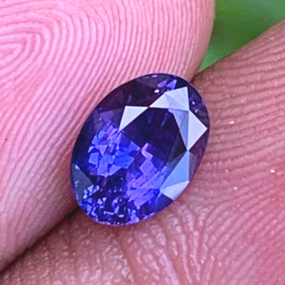 Bluish Purple Bicolor Sapphire Oval 1.48 Ct Heated Only Natural Loose Gemstone