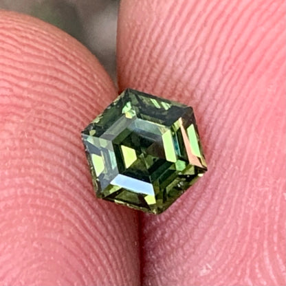 Green Zircon Step Cut Hexagon 1.16 Ct Natural Loose Gemstone From Sri Lanka