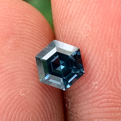 Teal Blue Spinel Hexagon 5.4 mm / 0.81 Ct Natural Loose Gemstone For Jewelry Making