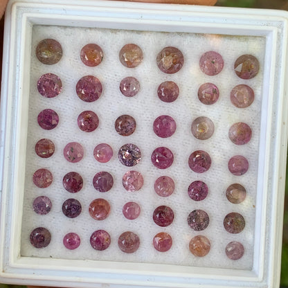 Heavily Included Hazy Pink Sapphire Rounds Parcel of 16.5 Ct / 46 Natural Loose Gemstones For Jewelry Making