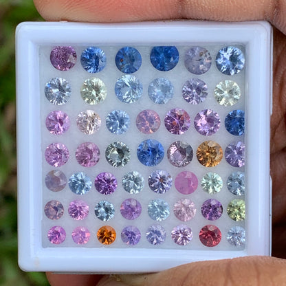 Natural Sapphire 3 - 4.5 mm Rounds 12.88 Ct / 50 Multicolor Loose Gemstone Parcel from Sri Lanka