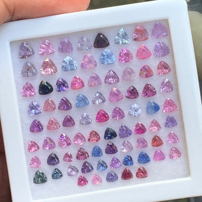 Unheated Sapphire Trillions Multicolor Loose Gem Parcel of 14.31 Ct / 78 Natural Gemstones