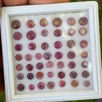 Heavily Included Hazy Pink Sapphire Rounds Parcel of 16.5 Ct / 46 Natural Loose Gemstones For Jewelry Making