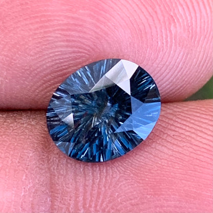 Teal Blue Spinel Fantasy Concave Cut Oval 2.79 Ct Natural Loose Gemstone From Sri Lanka