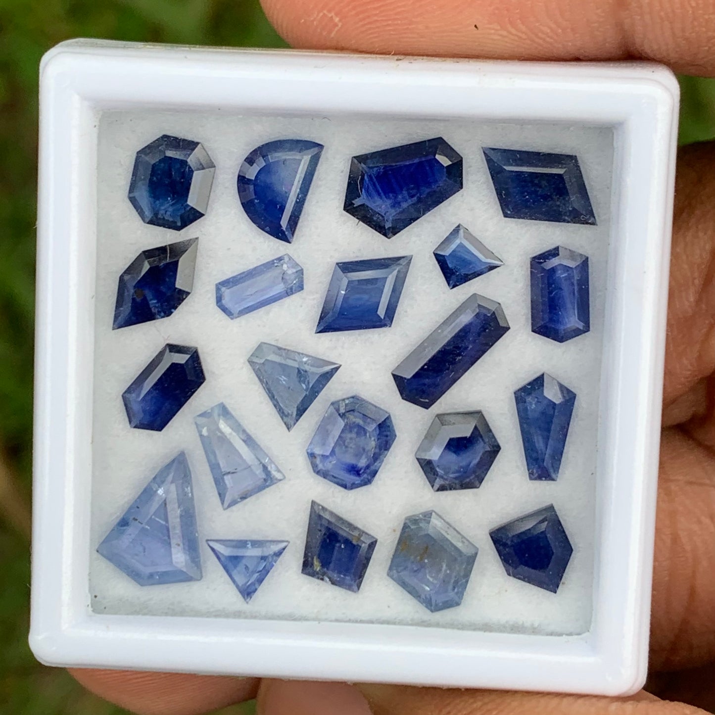 Blue Sapphire Portrait Cut Different Geometric Shape Tablets 10.90 Ct Loose Gemstone Parcel of 21 Stones