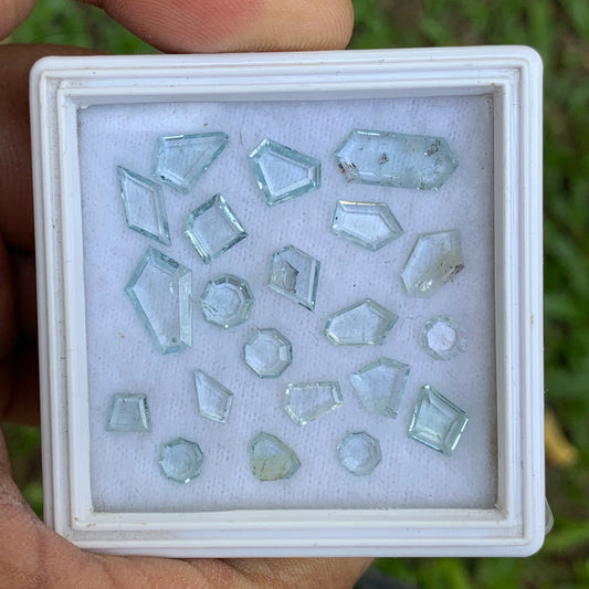 Aquamarine Portrait Cut Geometric Shape Tablets 13.42 Ct Natural Unheated Loose Gem Stones