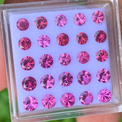 Red Garnet 3 - 3.5 mm Fantasy Concave Cut Rounds 4.50 Ct / 25 Stones Parcel of Natural Loose Gemstones From Sri Lanka