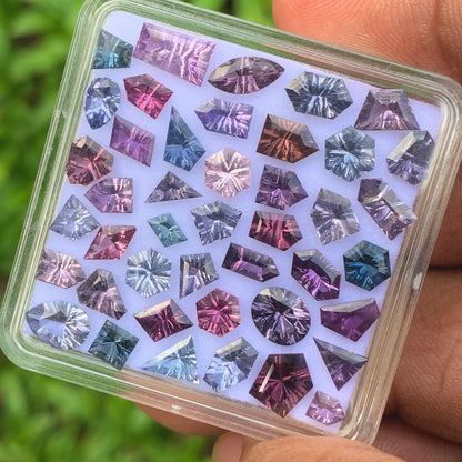 Spinel Concave / Fantasy Cut Geometric Shape Stones Parcel 17.70 Ct / 43 Stones Multicolor Natural Loose Gemstones
