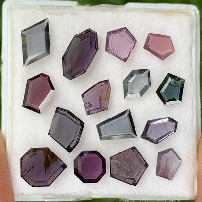 Spinel Portrait Cut Tablets of Different Geometric Shapes Natural Loose Gemstone Parcel 14.35 Ct / 15 Stones