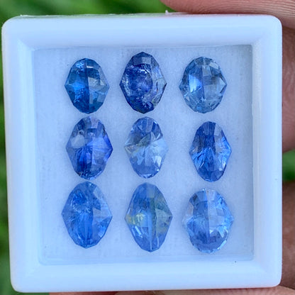Blue Sapphire Heart of The Planet 5.76 Ct / 9 Stones Heated Only Natural Loose Gemstone For Jewelry Making