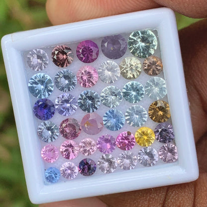 Unheated Sapphire 2.5 - 4.5 mm Rounds 6.75 Ct Multicolor Loose Gemstone Parcel of 37 Stones