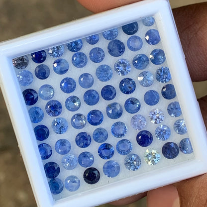 Blue Sapphire 3.3 - 3.7 mm Rounds 12.69 Ct / 64 Natural Loose Gemstone Parcel from Sri Lanka