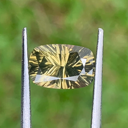 Yellowish Green Zircon 2.53 Ct Concave Cut Rectangular Cushion Natural Heated Only Loose Gemstone