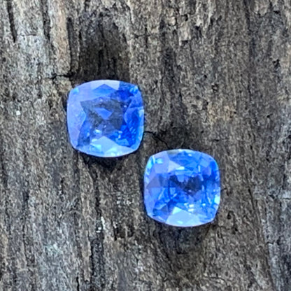 Blue Sapphire Cushion Pair 3.9 mm / 0.63 Ct Heated Only Natural Loose Gemstones for Earrings