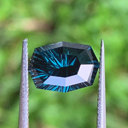 Teal Blue Spinel Concave Fantasy Cut 2 Ct Modified Cushion Natural Loose Gemstone