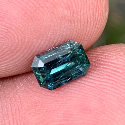 Green Sapphire Emerald Cut Octagon 1.40 Ct Heated Only Natural Loose Gemstone For Jewelry Making