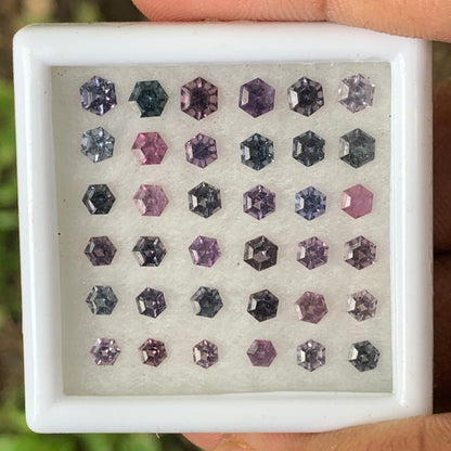 Multicolor Spinel Hexagon Natural Loose Gemstone Parcel 5.5 Ct / 36 Gemstones From Sri Lanka