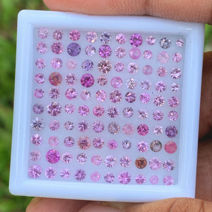 Unheated Pink & Purple 1.8 - 3.1 mm Sapphire Rounds 6 Ct Loose Gemstone Parcel of 100 Stones