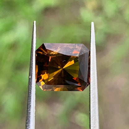 Brownish Orange Yellow Concave Cut / Fantasy Cut Tourmaline Octagon Natural Certified 2.17 Ct Loose Gemstone