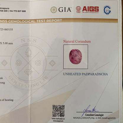 Unheated Padparadscha Sapphire Oval 1.45 Ct Natural Loose Gemstone