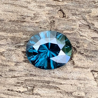 Teal Blue Spinel Fantasy / Concave Cut Oval 0.85 Ct Natural Loose Gemstone For Jewelry Making