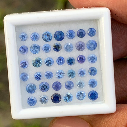 Blue Sapphire 2.3 - 2.7 mm Rounds 3.06 Ct Loose Gemstone Parcel of 40 Stones